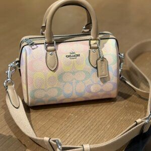 Coach Mini Rowan Crossbody Bag In Rainbow Signature Canvas cdc39